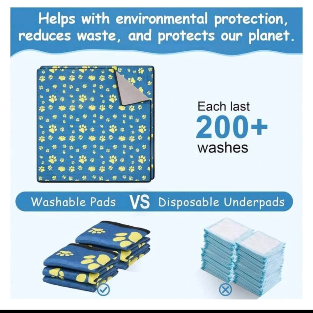 Blue and Yellow Paw Print Dog Pee Pad Set